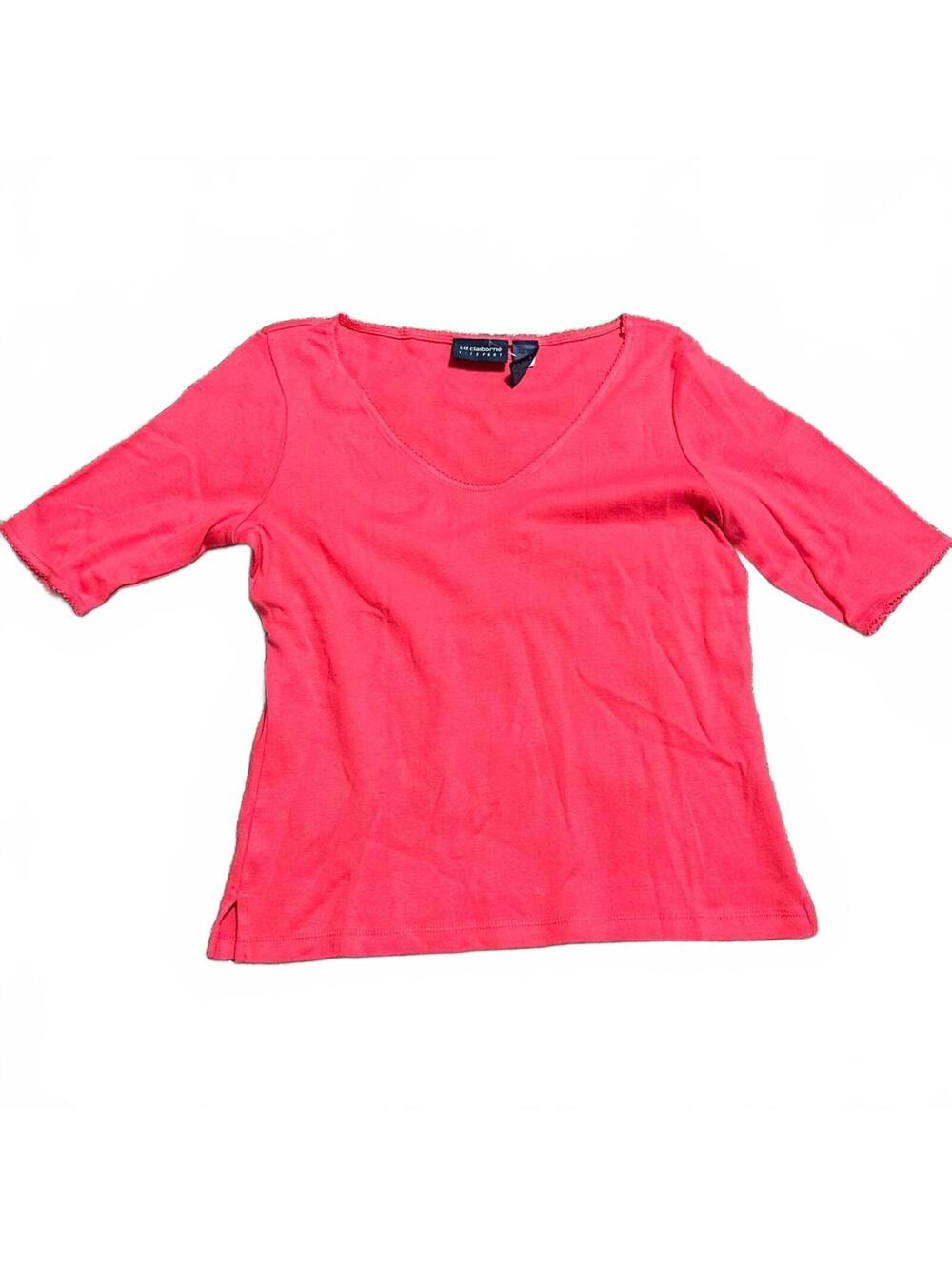 NWT Liz Claiborne Pink V-Neck Short Sleeve Tee Size S